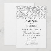 Doodles Florals Brautparty Einladung (Vorne/Hinten)