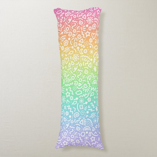 Doodles! Fun Rainbow Seitenschläferkissen (Vorderseite Vertikal)