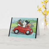 Doodles in Vintagem rotem Konvertible Karte (Gelbe Blume)