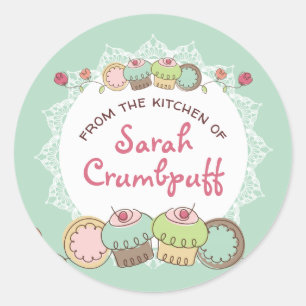 Doodles Kekse Kuchen aus der Küche Runder Aufkleber