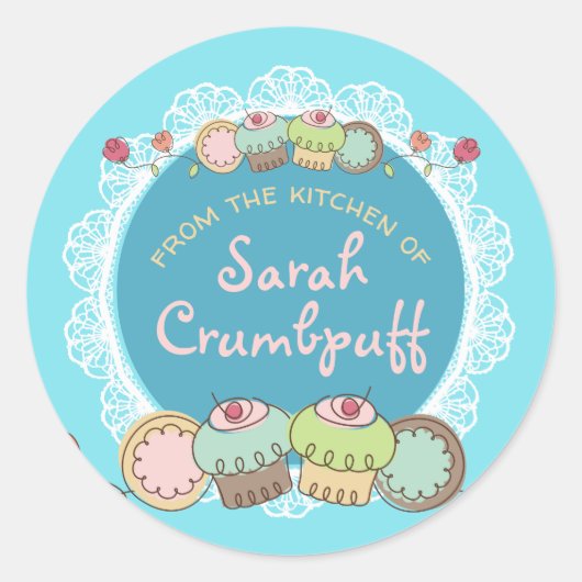 Doodles Kekse Kuchen aus der Küche Runder Aufkleber (Vorderseite)