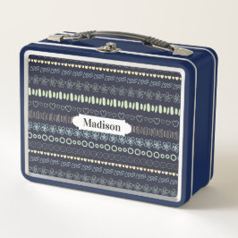 Doodles Muster individuelle Name Essboxen Metall Brotdose