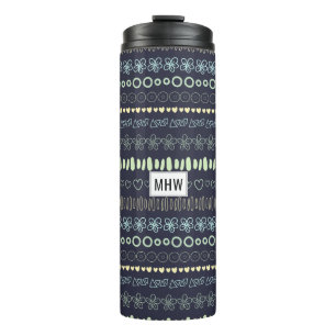 Doodles Muster kundenspezifischer Monogramm-Tumble Thermosbecher