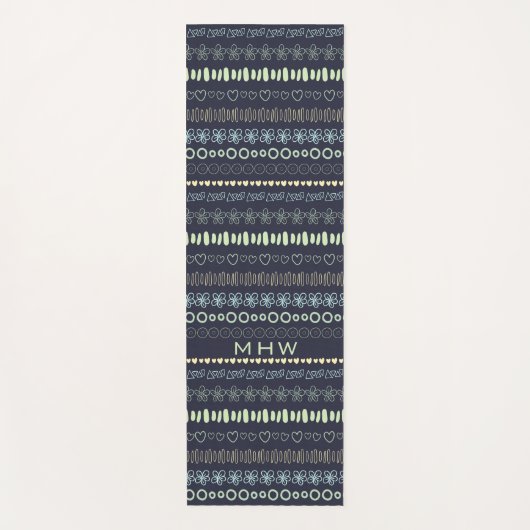 Doodles Muster Maßgeschneiderte Yogmatte für Monog Yogamatte (Vorderseite)