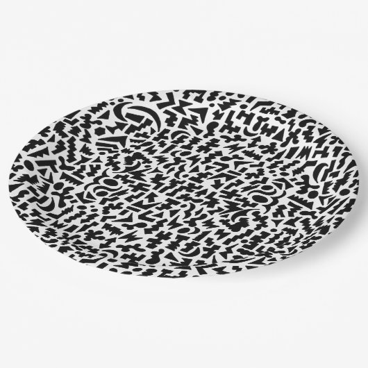 Doodles-Papierplatte Pappteller (Schrägansicht)