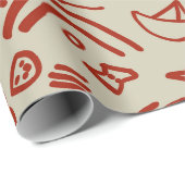 Doodles rot und beige geschenkpapier (Rolleneckpunkt)