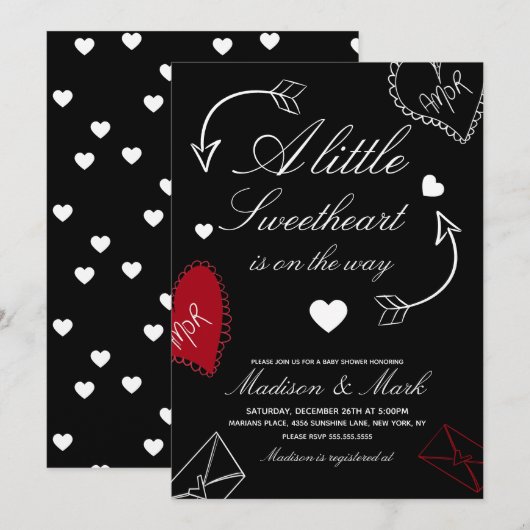 Doodles Schatz Auf dem Weg  Baby Shower  Einladung (Vorne/Hinten)