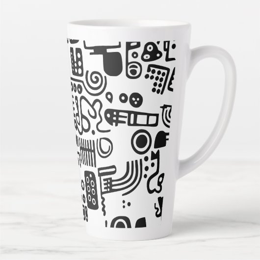 Doodles Schwarzweiß Milchtasse (Rechts)