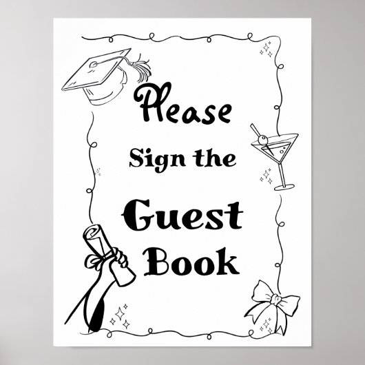 Doodles Style Handgezeichneter Abschluss Großes Bu Poster (Vorne)