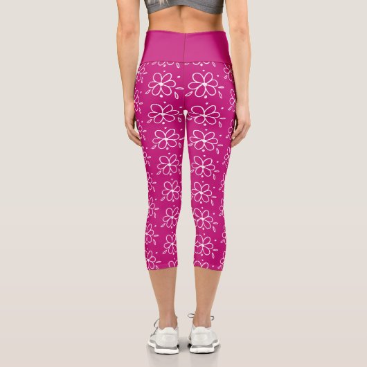 Doodly-Blume Capri Leggings (Rückseite)