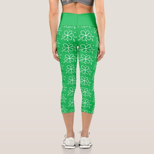 Doodly-Blume Capri Leggings (Rückseite)