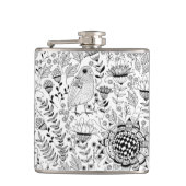 Doodmuster für Vögel und Blume Flachmann (Vorderseite)