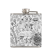 Doodmuster für Vögel und Blume Flachmann (Rückseite)