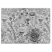 Doodmuster für Vögel und Blume Schneidebrett (Vorderseite)