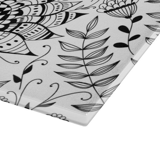 Doodmuster für Vögel und Blume Schneidebrett (Ecke)