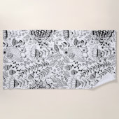 Doodmuster für Vögel und Blume Strandtuch (Vorderseite)