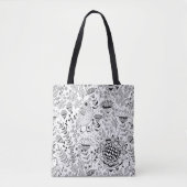 Doodmuster für Vögel und Blume Tasche (Vorderseite)