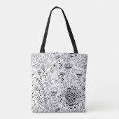 Doodmuster für Vögel und Blume Tasche (Rückseite)