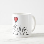 Doof, gebarentaal love - liefde. Ik hou van je. Kaffeetasse (VorderseiteRechts)