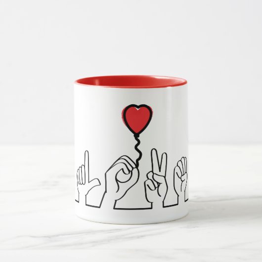 Doof, gebarentaal love - liefde. Ik hou van je. Tasse (Zentrum)