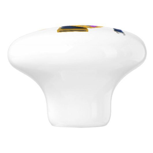 Doof gelber Spielzeugroboter Keramikknauf (Seitenansicht)