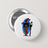 Doof Hexe mit Besen Button (Vorne & Hinten)