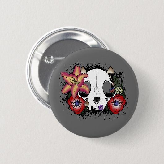 Doom and Bloom Cat Skull Button (Vorne & Hinten)