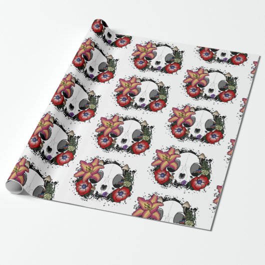 Doom and Bloom Cat Skull Geschenkpapier (Ungerollt)