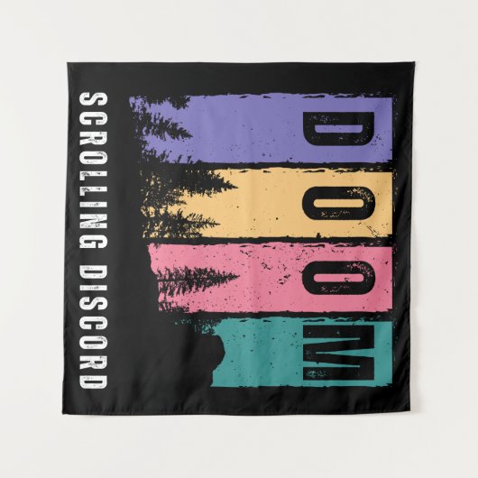 DOOM Scrolling Disput - Retro Forest Wall Art Wandteppich (Vorderseite (Horizontal))