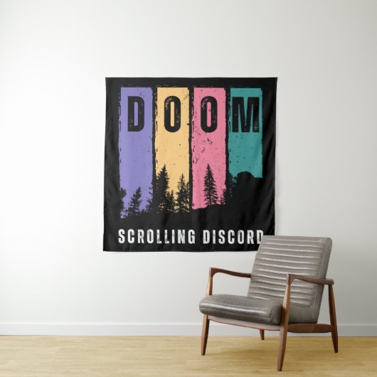 DOOM Scrolling Disput - Retro Forest Wall Art Wandteppich (Beispiel)