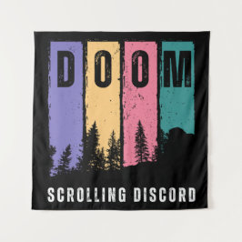 DOOM Scrolling Disput - Retro Forest Wall Art Wandteppich