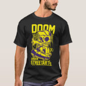 Doom Urban Streetart - Skelett auf der Skischule T-Shirt (Vorderseite)