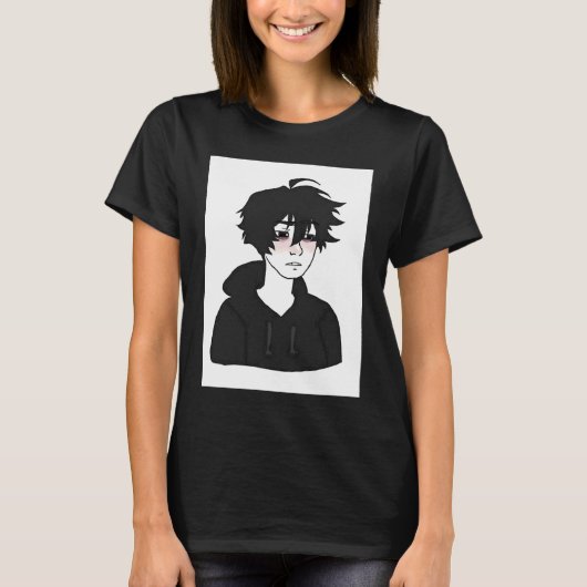 Doomer Typ E Boy fühlt Wojak Meme T-Shirt (Vorderseite)
