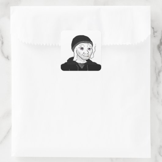 Doomer-Wojak-Aufkleber Quadratischer Aufkleber (Tasche)