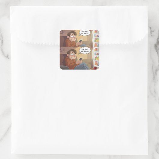 Doomscrolling & Snacks – Relatable Aufkleber (Tasche)