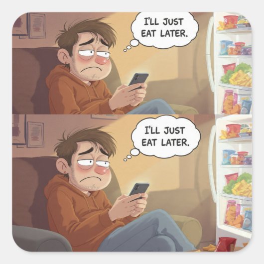 Doomscrolling & Snacks – Relatable Sticker (Vorderseite)