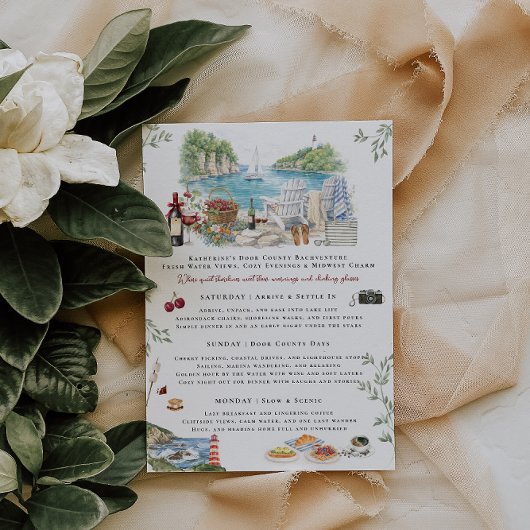 Door County Bachelorette Weekend Itinerary  Einladung