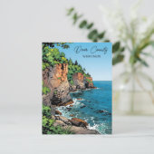 Door County Illustration with Poem Postkarte (Stehend Vorderseite)