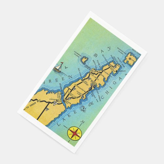 Door County Map Guest Towels Serviette (Ecke)
