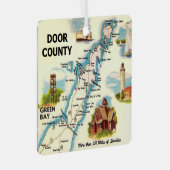 Door County Postcard Map Ornament Aus Metall (Vorderseite Rechts)