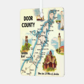 Door County Postcard Map Ornament Aus Metall (Vorderseite links)