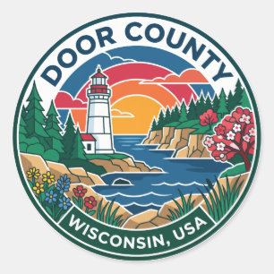 Door County USA Runder Aufkleber