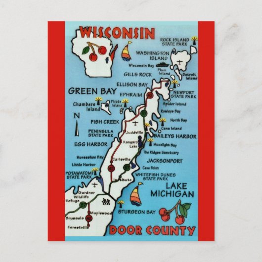 Door County WI Postkarte (Vorderseite)