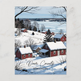 Door County Wisconsin Illustration and Winter Poem Postkarte