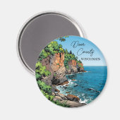 Door County, Wisconsin Illustration Lake Michigan Magnet (Vorderseite/Rückseite)