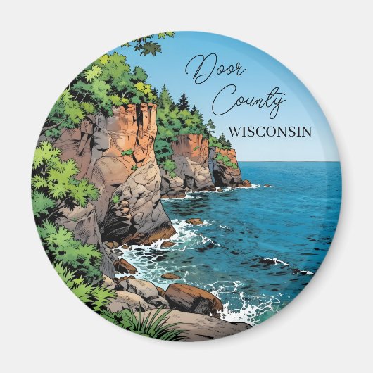 Door County, Wisconsin Illustration Lake Michigan Magnet (Vorne)