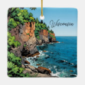 Door County, Wisconsin Travel Souvenir Keepsake Keramikornament (Rückseite)