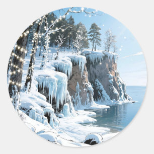 Door County Wisconsin Winter Weihnachten  Runder Aufkleber