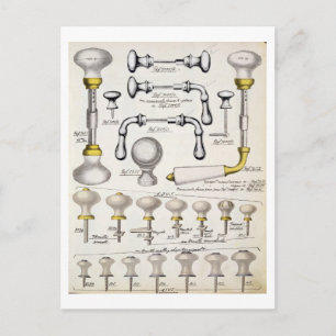 Door handles, from a trade katalog of domestic g postkarte