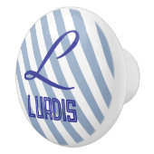 Door Knob Blue & White Stripe Keramikknauf (Rechts)